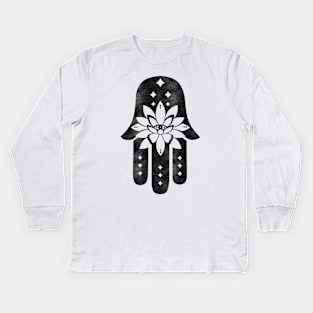 Starry Eyed - Hamsa Lotus Eye Kids Long Sleeve T-Shirt